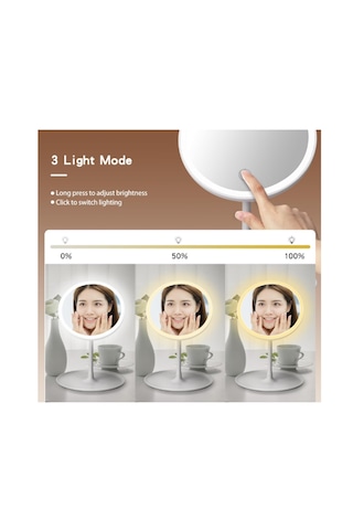 3 Renk Işık Modlu Parlaklığı Ayarlanabilir 90 Oynar Başlıklı Ayna