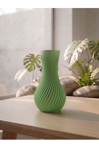 Dekoratif Vazo, 15 Cm, 3d Baskı Yeşil