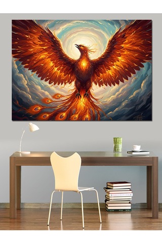 Ahşap Tablo Yükselen Anka Kuşu Fantastik Sanat