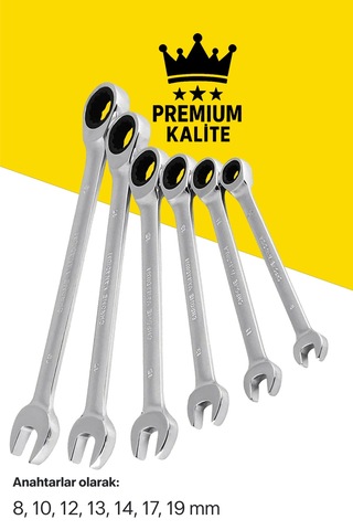 Premium Mafsalsız Cırcırlı Anahtar Takımı 7 Parça Profesyonel Kullanım İçin Kaliteli Set