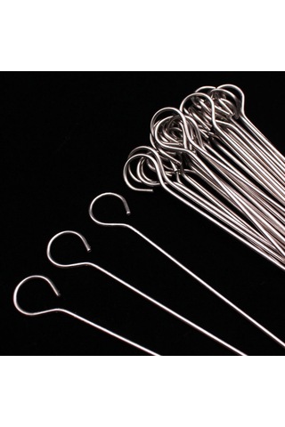 Paslanmaz Çelik Kaz Kuyruğu İğnesi 20 Cm 20 Adet Kalın Kızarmış Ördek İğnesi Kancalı Barbekü Aksesuarları Barbekü Şiş Kısa Asılı Tava Küçük Demir Sıcak