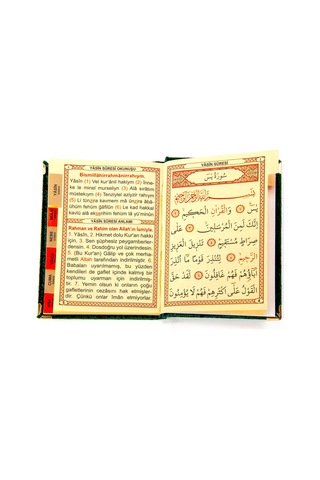 10 Adet - Kadife Kaplı Yasin Kitabı - Çanta Boy - Yeşil