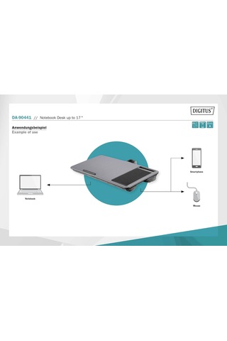 Digitus Notebook Desk/workstation, 17", Cep Telefonu Yuvası, Fare