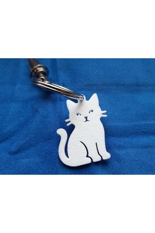 Anahtarlık Mini Kedi Modeli Beyaz