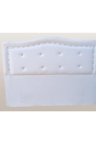 Başlık Dk Çift Kişilik 150'lık Model Dalga Suni Deri Beyaz Kumaş Kapitone Elyapım