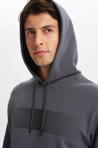 AR-MA Arma Erkek Slim Fit Baskılı Kapüşonlu Kanguru Cepli Interlok Sweatshirt %80 Pamuk %14 Polyester %6 Elastane K30254685202 Gri