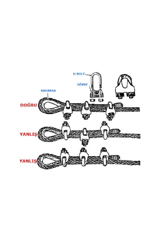 Paslanmaz Krom Klemens. Halat Klemensi. 8mm