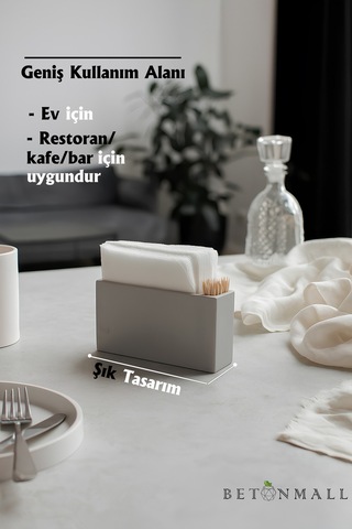 El Yapımı Beton Gri Alçı Peçetelik Minimal Masa Ve Mutfak Dekoru Kafe & Bar İçin Beton Gri