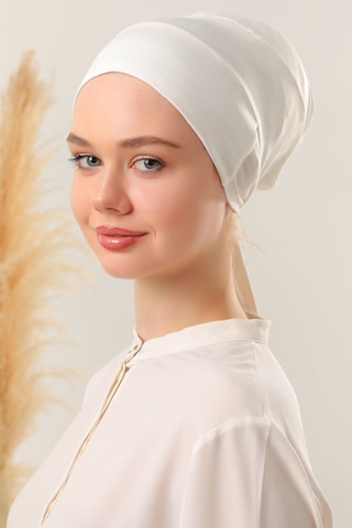 Melodi Scarf Sihirli Yapışkanlı Kaymayan Bone Ekru Ekru