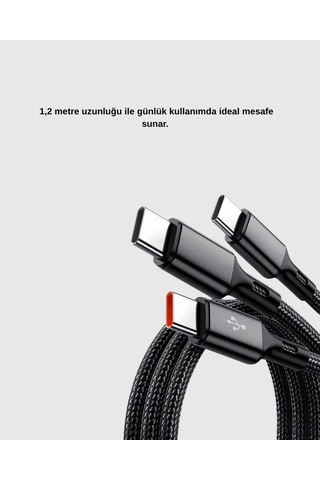 3 Ü 1 Arada Hızlı Şarj Kablosu İos Android Type-c Uyumlu Ve Dayanıklı .