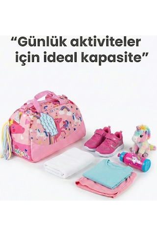 4berry Unicorn Desenli Çocuk Spor Ve Seyahat Çantası 14l Su Geçirmez, Omuz & El Taşıma Pembe