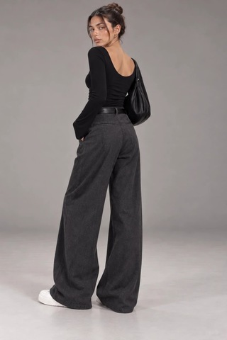 Bbbutikbasic Kadın U Yaka İspanyol Kol Uzun Kollu Slim Fit Bluz My3535 Siyah