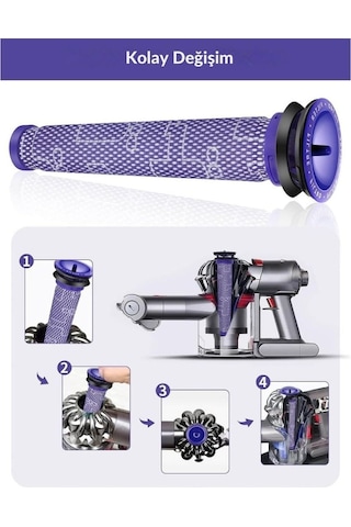 Dyson V6 V7 V8 Uyumlu Dc58, Dc59, Dc6, Dc74 İle Ön Filtre 2'li