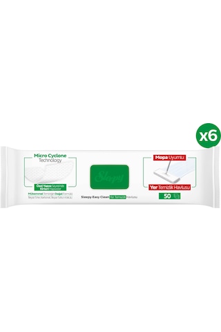 Sleepy Easy Clean Beyaz Sabun Katkılı Mopa Uyumlu Yer Temizlik Havlusu&Mendili 6x50 (300 Yaprak)