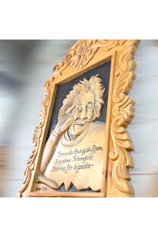 Ahşap El Oyması Einstein Pano