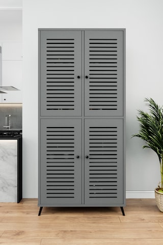 Enwood Deneb Mdf Gri 4 Kapaklı Panjur Kapak Ahşap Ayaklı Kiler