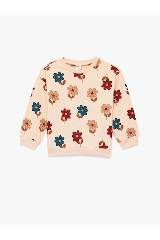 Koton Uzun Kollu Bisiklet Yaka Pamuklu Çiçekli Sweatshirt Pembe Desenli 6smg10040ak Pembe Desenli