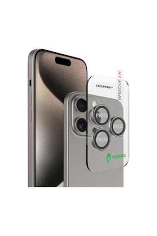 Buddıes Apple Uyumlu iPhone 15 Pro / 15 Pro Max Kamera Lens Koruyucu Tıtanıum Titanyum