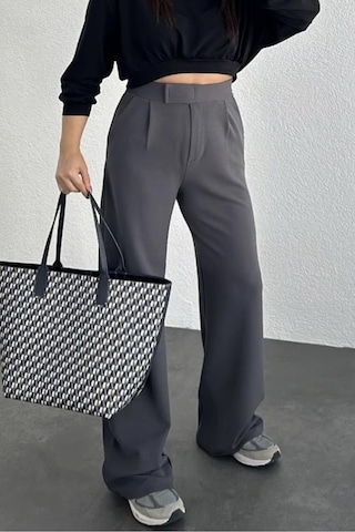 Bb Butik Basic Cırtlı Palazzo Pantolon Antrasit