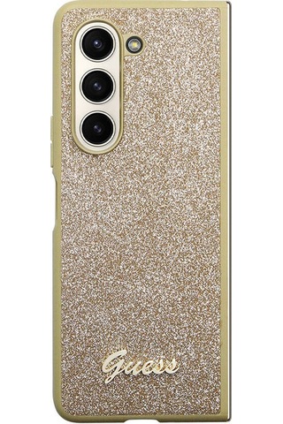 Galaxy Z Fold 5 Uyumlu Kılıf Guess Lisanslı Yazı Logolu Glitter Script Kapak Siyah