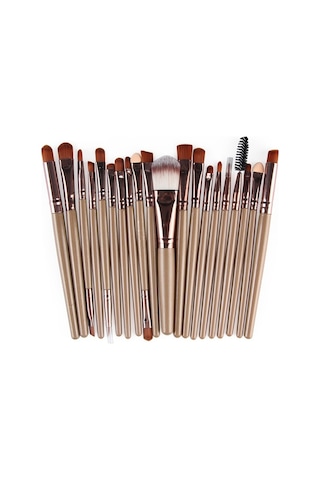 Cbtx Ahşap Saplı Makyaj Fırça Seti Kahverengi 20'li