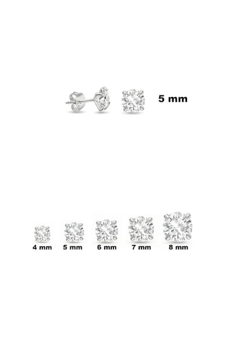 925 Ayar Gümüş Kadın Zirkon Taşlı 5 Mm Tektaş Küpe St416 Beyaz