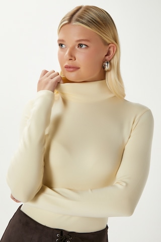 Ritnice Kadın Feel Lux Touch Dik Yaka Tereyağı Sarısı Uzun Kol Soft Bluz Tereyağı Sarısı