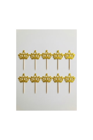 Taç Gold Sarı Simli Cupcake Kürdanı Doğum Günü Parti Ve Pasta Süsü 10 Lu 5cm Taç Gold Sarı Simli Cupcake Kürdanı Doğum Günü Parti Ve Pasta Süsü 10 Lu 5cm