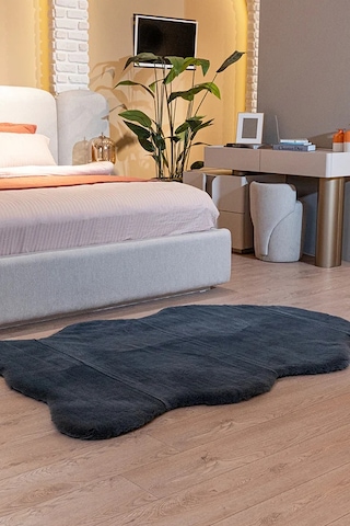 Apex Palma Antrasit Peluş Post Şekilli Halı Antrasit