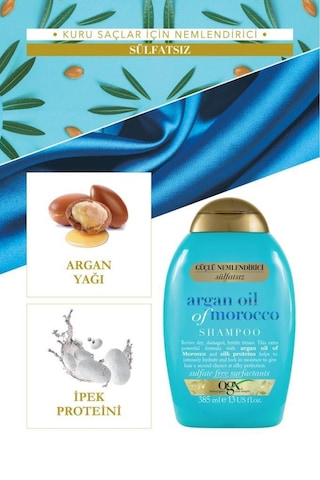 OGX Argan Oil of Morocco Onarıcı Sülfatsız Şampuan 385 ml + Yenileyici Saç Bakım Yağı 100 ml