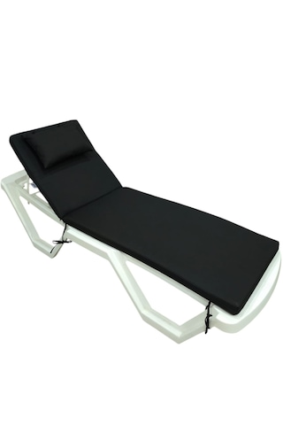 Kapella Lüks Şezlong Minderi Yastıklı 5cm Sünger Siyah 175 x 55 x 5 Siyah