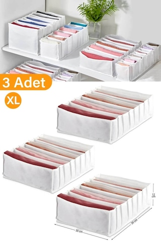 Serstil 3 Adet - Xlarge 8 Gözlü Çekmece Içi Düzenleyici Organizer 31 X 36 X 12 Beyz-3xl