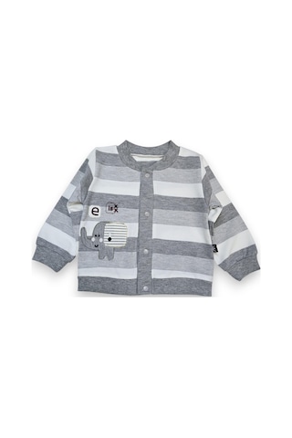 Fil Nakışlı Hırkalı Erkek Bebek Takım gri