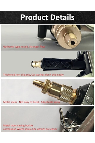 Symbee Ev İçi Metal Araba Yıkama Silindiri - 4 Modlu Ayar, Bakır Başlı, Sürekli Sprey, Dayanıklı Tasarım Su Borusu Hariç 1 Set