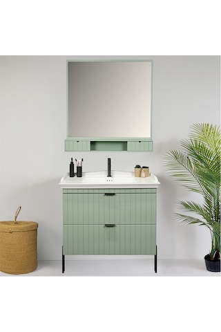 Kobos Noble 80 Cm Banyo Dolabı Seti Mint Yeşil