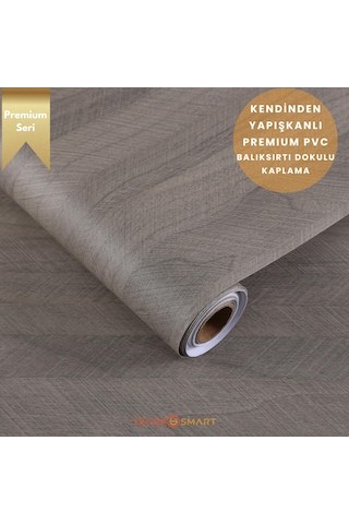 Technosmart 60 100cm Kendinden Yapışkanlı Balıksırtı Desenli Premium Duvar Kağıdı Masa Dolap Kaplama Vizon
