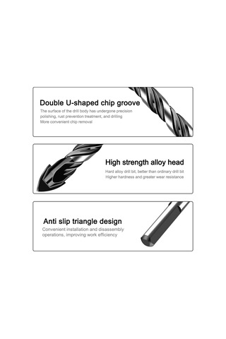 Yunboo Carbide Uçlu 5'li Matkap Ucu Seti: 6/6/8/10/12mm, Fesleğen Tipi, Cam/çini/beton Delme, Toz Temizleme, Kararlı Tutuş