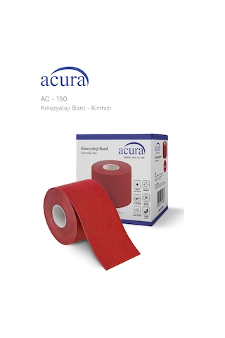Ac-150 Yüz & Vücut Uyumlu Hipoalerjenik Kinesyo Tape Bandı 5m X 5cm Kırmızı Renk 1 Beden
