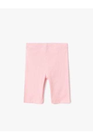 Koton Beli Lastikli Pamuklu Basic Kısa Tayt Pembe 5skg40010ak Gül