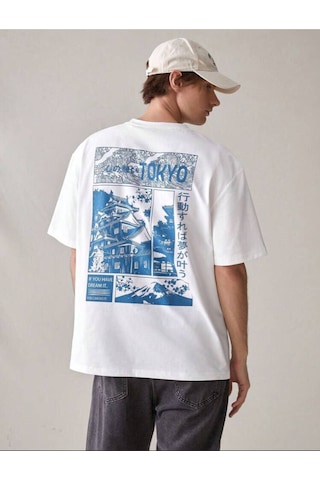 Beyaz Oversıze Blue Tokyo Tshirt Beyaz