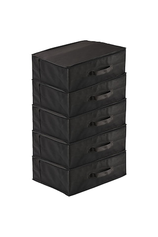 5'li Set 53 X 44 X 21 Cm Baza Altı & Dolap Içi Organizer, Yorgan & Yastık Düzenleyici Hurç Siyah