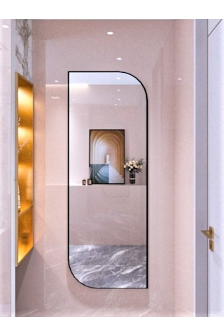 Nice Boy Aynası 120x40 Konsol Aynası, Dresuar Aynası, Asimetrik Ayna 120 X 40 Siyah