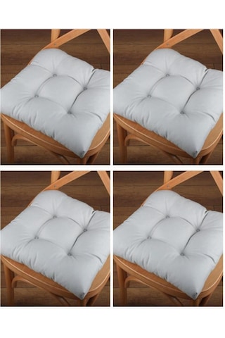 Altınpamuk Altınpamuk 4'Lü Lüx Pofidik Gri Sandalye Minderi Özel Dikişli Bağ