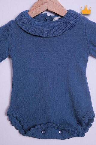 Babyhola Kız Bebek Triko Bandana Badi 2'li Set Yenidoğan Konsept Çekim Kostümü 9000 Mavi