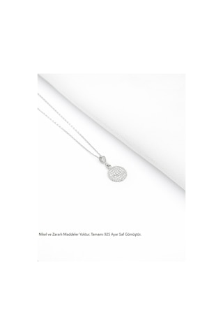 Brezza Lusso Jewelry Timeless Series Zirkon Taşlı Gümüş Parıltılı Küre Kolyesi Gümüş