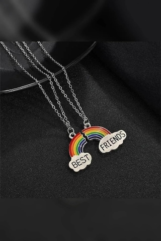 2 Adet Gökkuşağı Best Friends Kolye Bff Ikili Arkadaşlık Kolyesi Çok Renkli