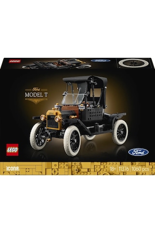 LEGO® Icons Ford Model T 11376 - Yetişkinler için Açılan Tavan İçeren Klasik Dekoratif Otomobil Modeli Yapım Seti (1060 Parça)