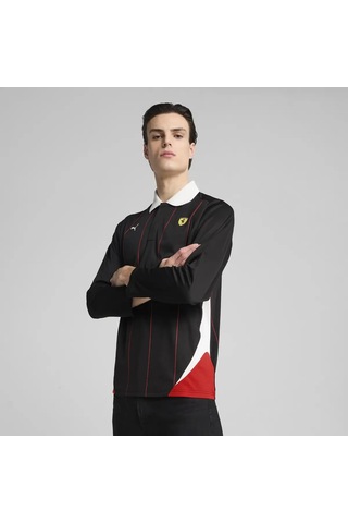 Puma Ferrari Race Jersey Ls Polo Siyah Erkek Polo T-shirt
