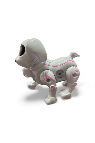 Çocuklar Için Mekanik Akıllı Robot Köpek Oyuncağı Pembe Beyaz Köpek