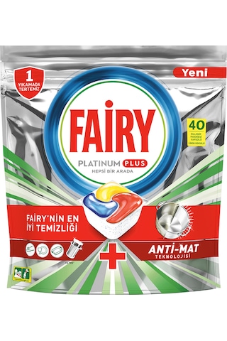 Fairy Platinum Plus Limon Kokulu Bulaşık Makinesi Deterjanı 40 Tablet